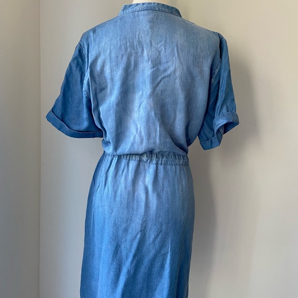 NWT cute Another Day denim dress with button front, drawstring & rolled sleeves. - Picture 2 of 6